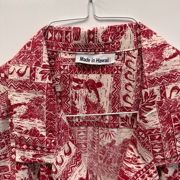 Vintage Made in Hawaii Red Tapa Aloha Shirt - Picture 3 of 7